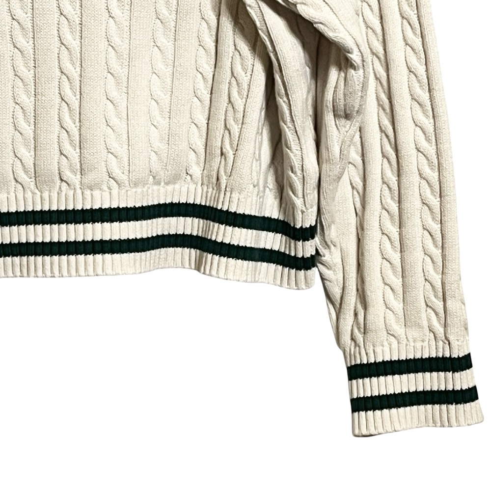 Prince White And Green Cable Knit Tennis Or Pickleball Sweater Women’s XXL - Picture 5 of 7